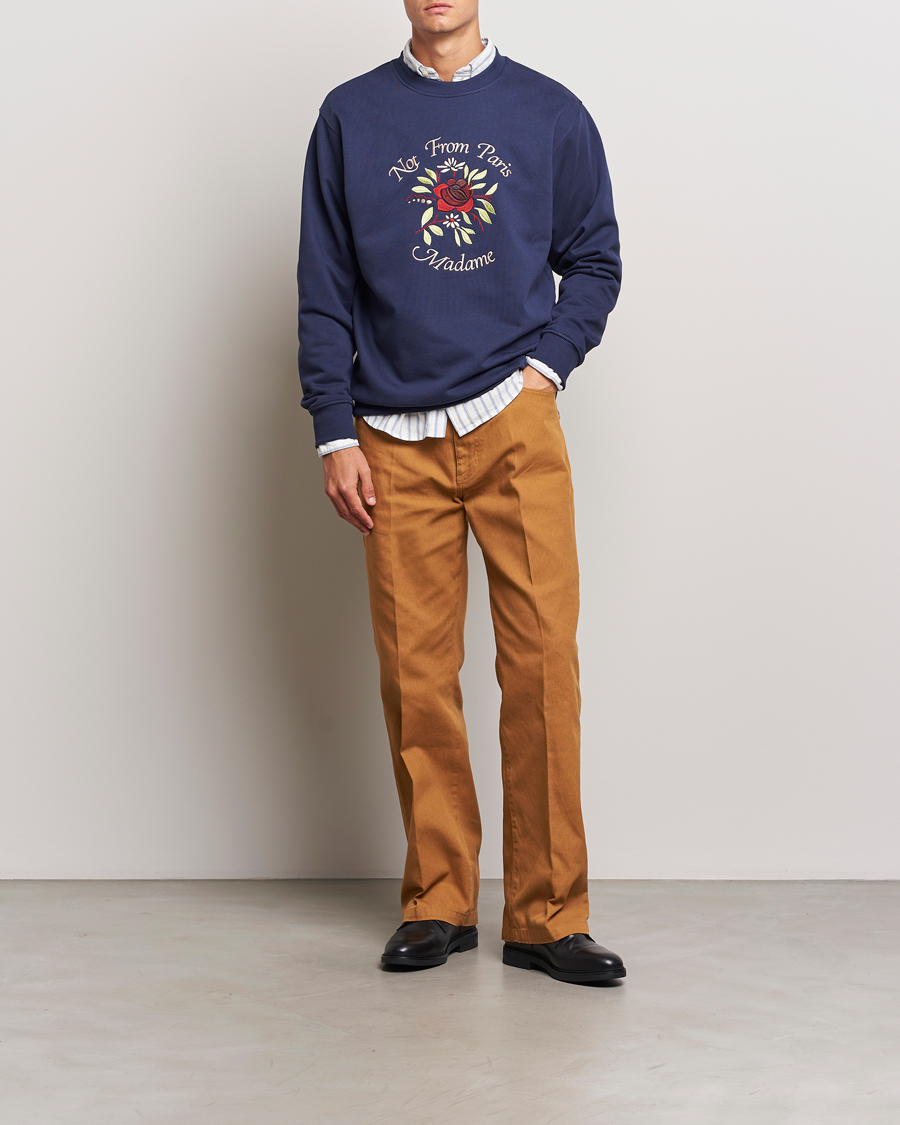 Herre | Trøjer | Drôle de Monsieur | Flower Slogan Sweatshirt Dark Navy