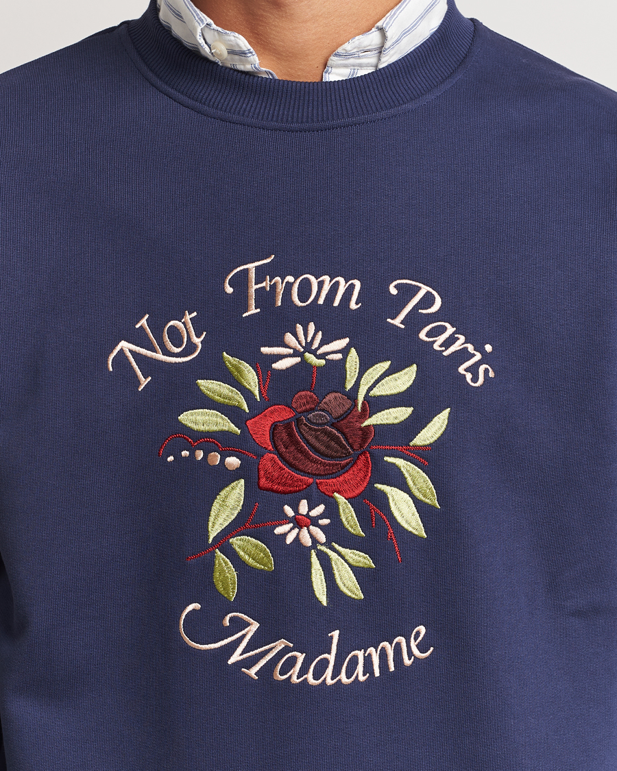 Herre | Trøjer | Drôle de Monsieur | Flower Slogan Sweatshirt Dark Navy
