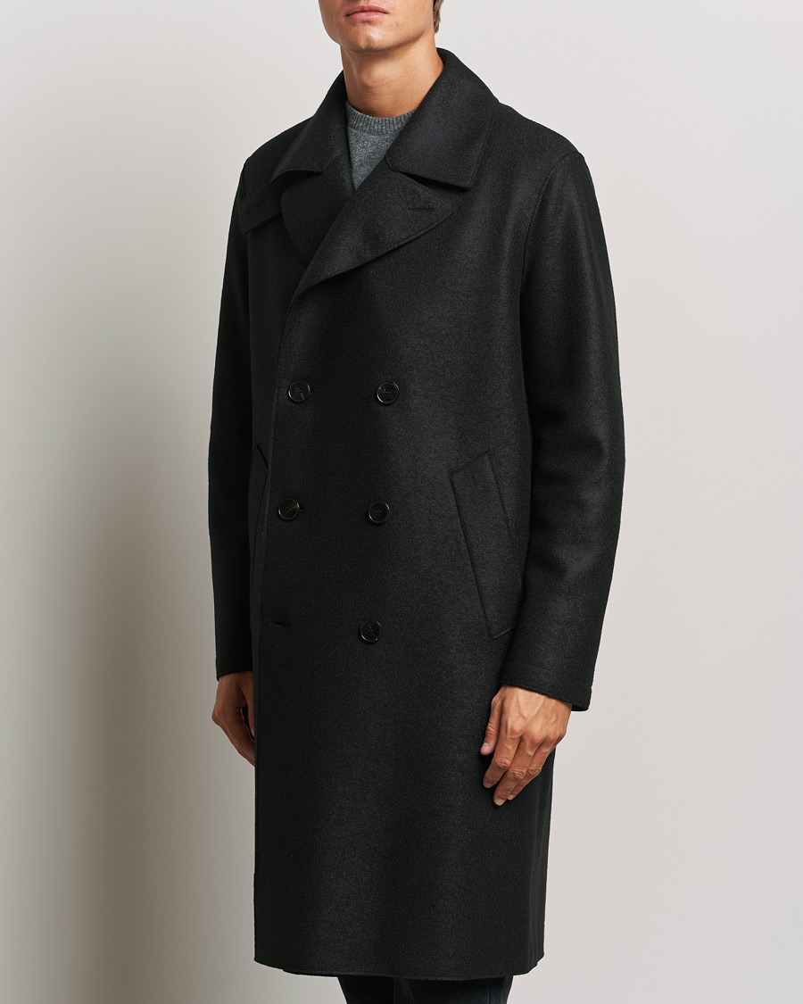 Herre | Jakker | Harris Wharf London | Pressed Wool Long Peacoat Black
