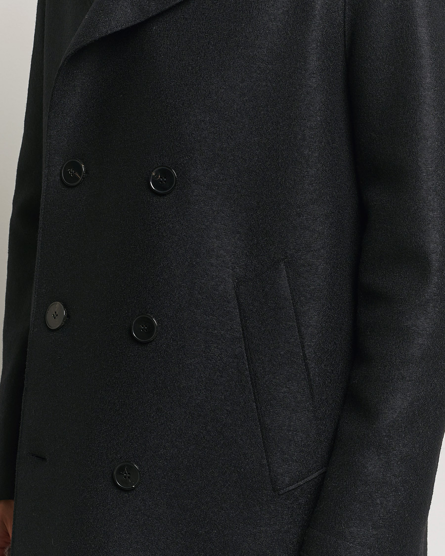 Herre | Jakker | Harris Wharf London | Pressed Wool Long Peacoat Black