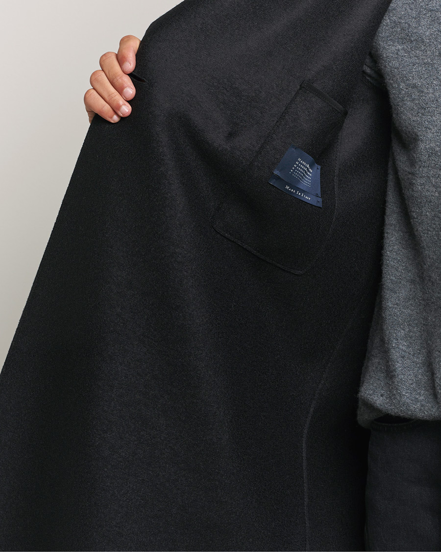 Herre | Jakker | Harris Wharf London | Pressed Wool Long Peacoat Black