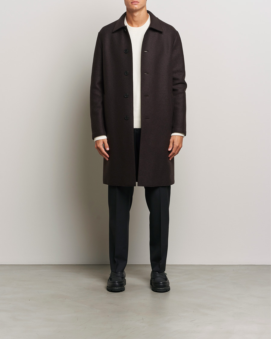 Herre | Jakker | Harris Wharf London | Pressed Wool Mac Coat Dark Brown