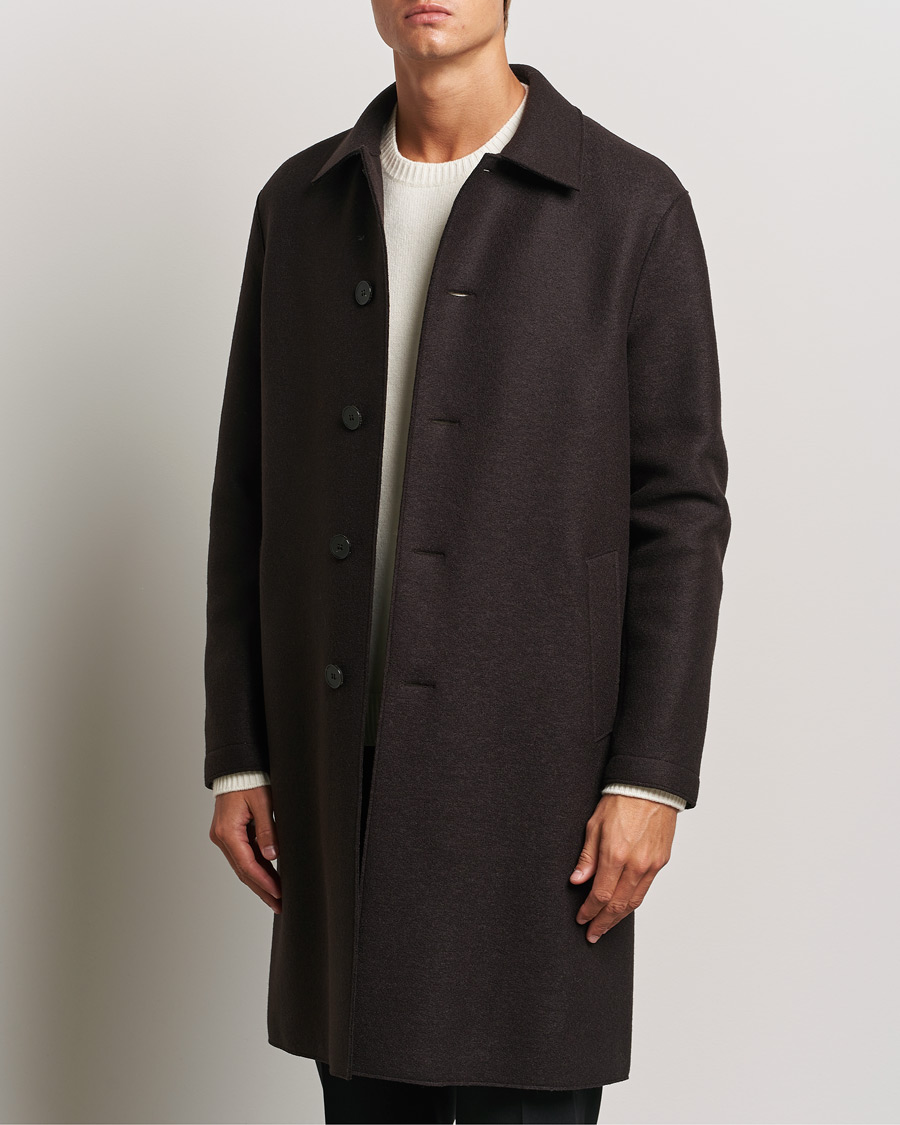 Herre | Jakker | Harris Wharf London | Pressed Wool Mac Coat Dark Brown