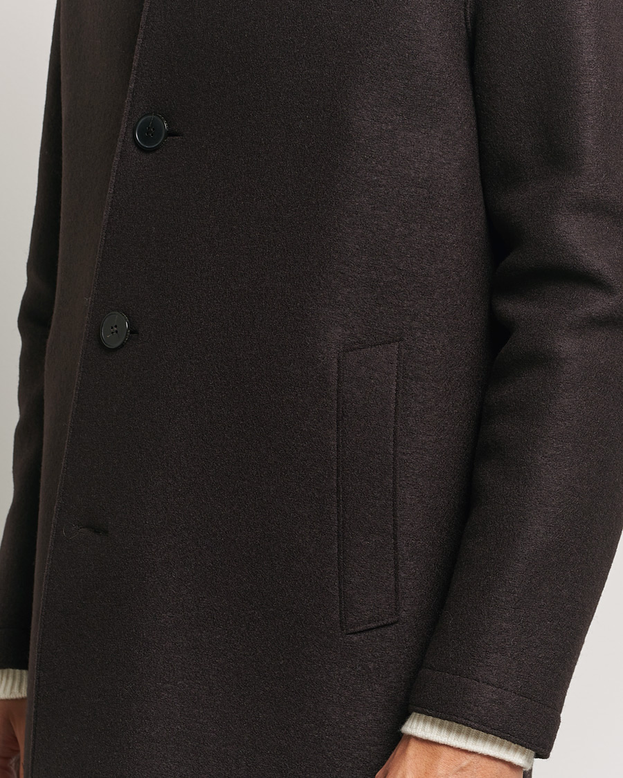 Herre | Jakker | Harris Wharf London | Pressed Wool Mac Coat Dark Brown