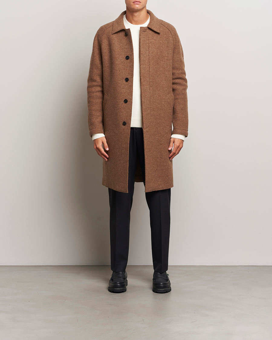 Herre | Jakker | Harris Wharf London | Boiled Wool Raglan Coat Caramel Melange