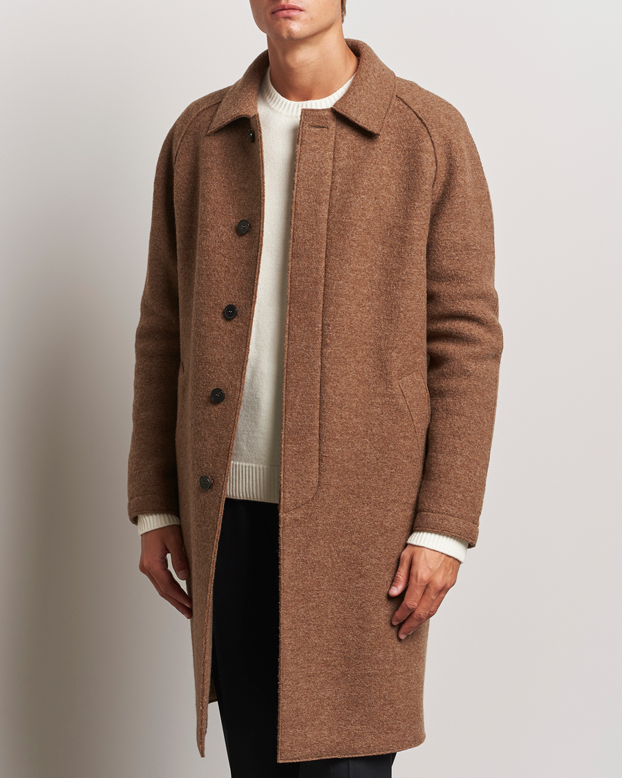 Herre | Jakker | Harris Wharf London | Boiled Wool Raglan Coat Caramel Melange