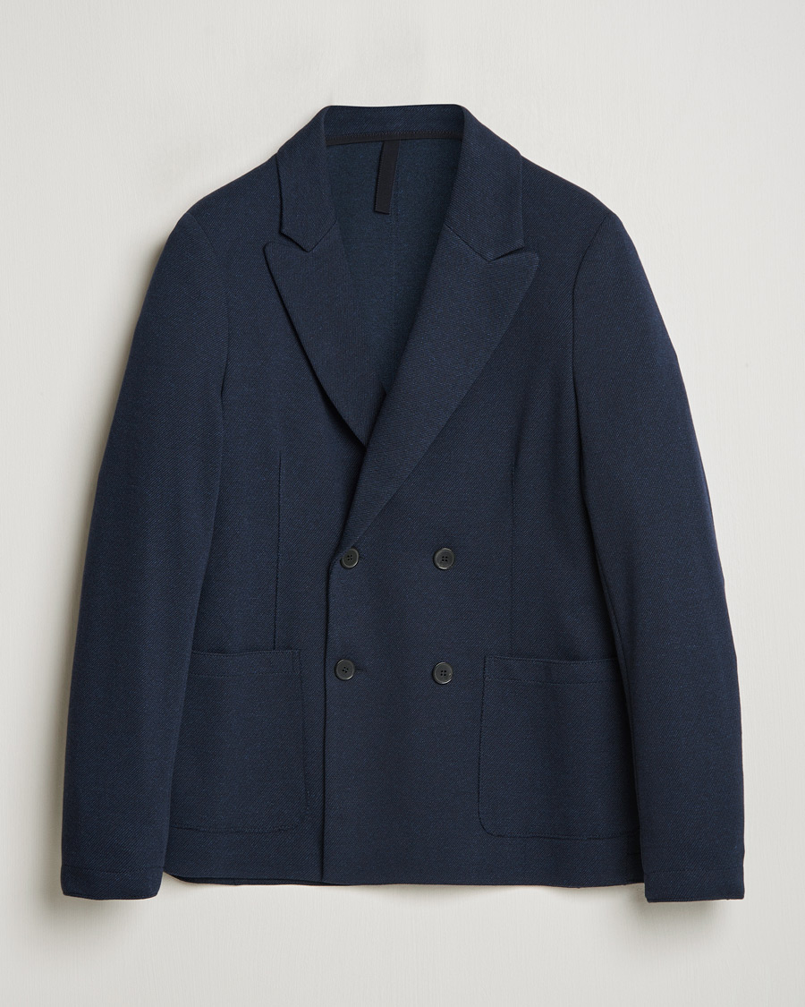 Herre | Blazere & jakker | Harris Wharf London | Double Breasted Peak Lapel Jersey Blazer Navy Twill