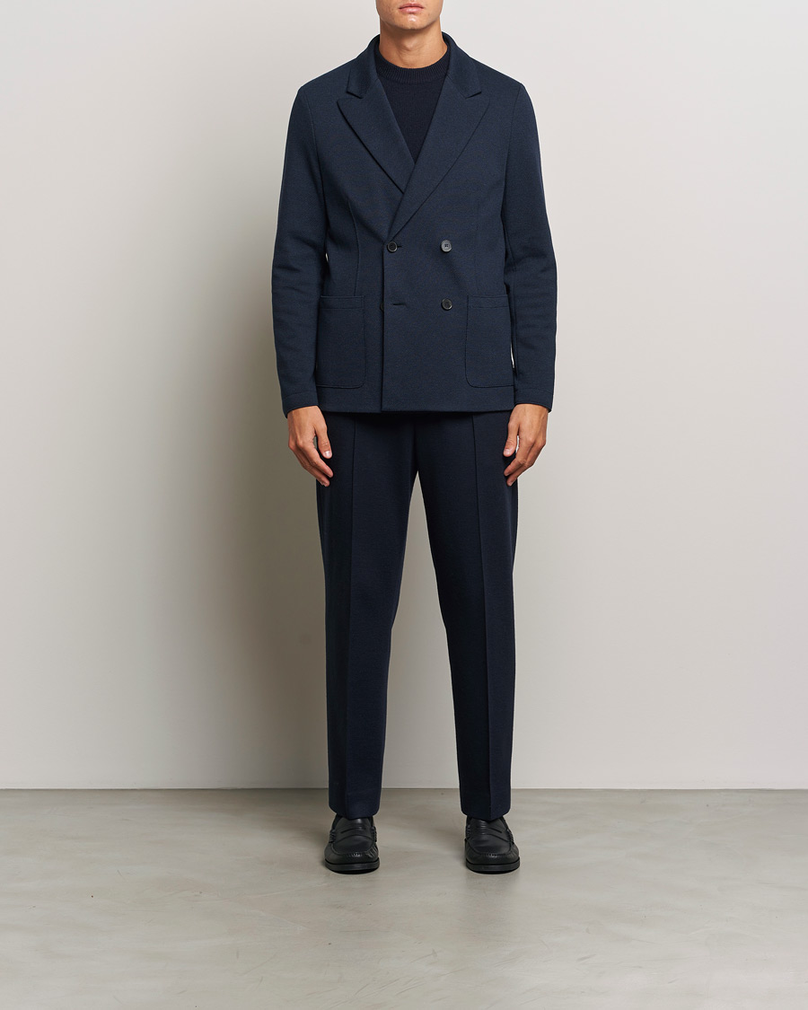 Herre | Blazere & jakker | Harris Wharf London | Double Breasted Peak Lapel Jersey Blazer Navy Twill