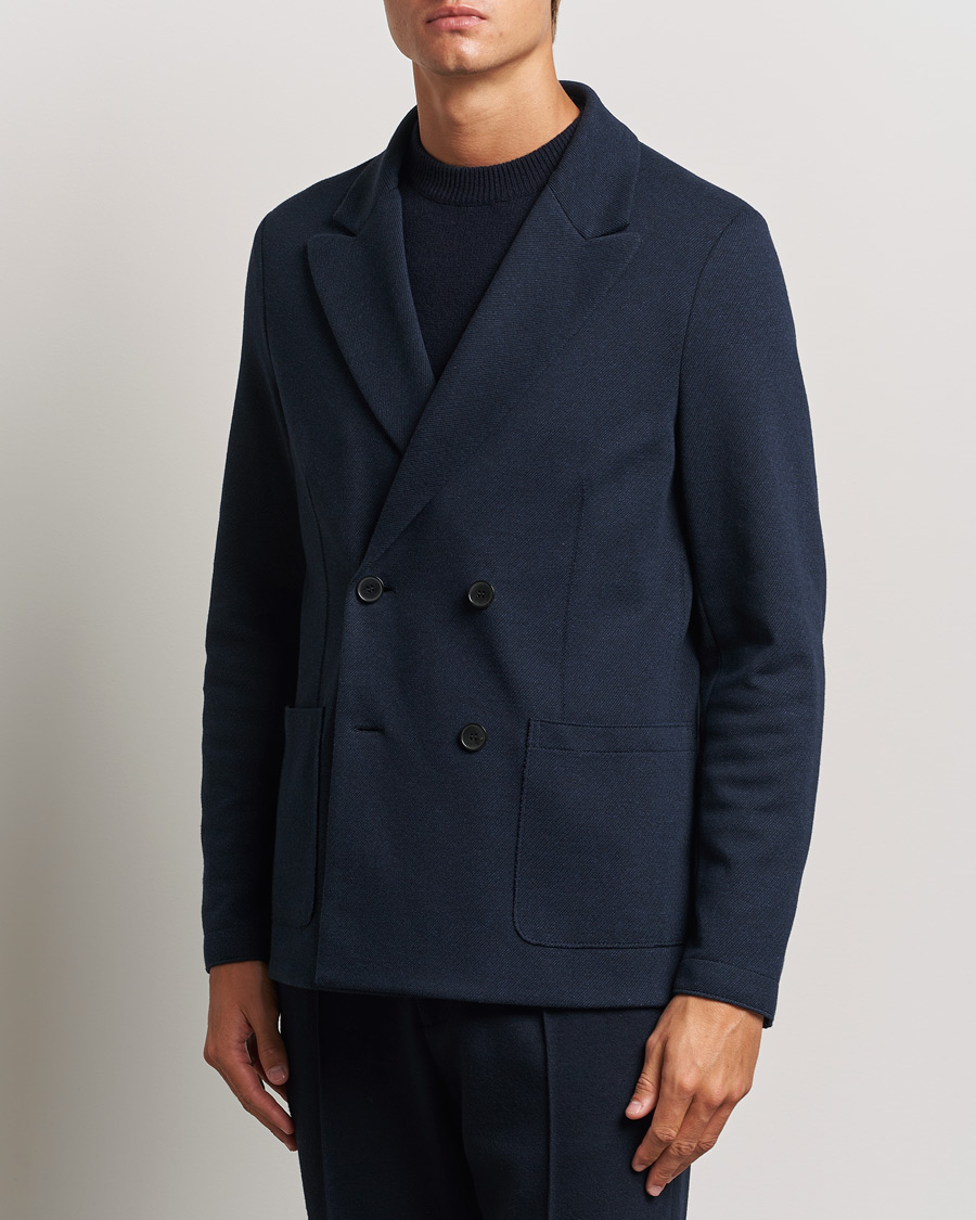 Herre | Blazere & jakker | Harris Wharf London | Double Breasted Peak Lapel Jersey Blazer Navy Twill
