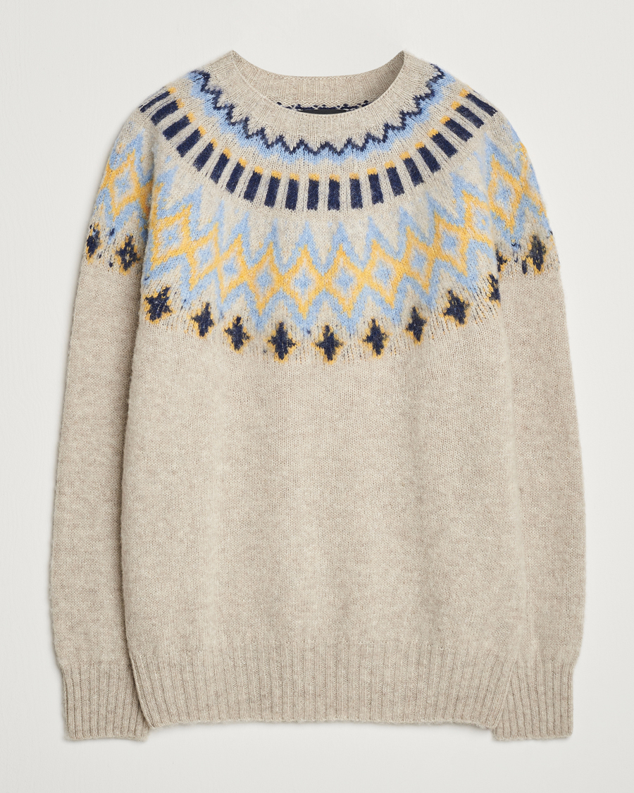 Herre | Trøjer | Howlin' | Brushed Wool Fair Isle Crew Sweater Cosmic Latte