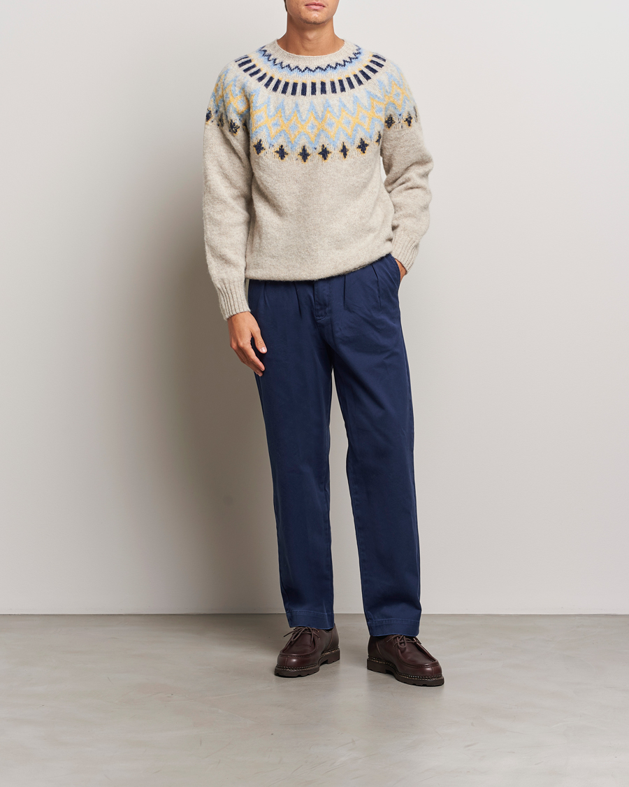 Herre | Trøjer | Howlin' | Brushed Wool Fair Isle Crew Sweater Cosmic Latte