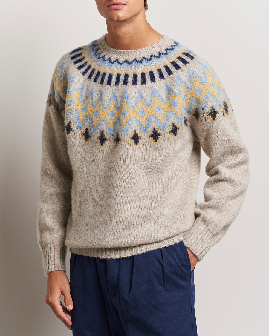 Herre | Trøjer | Howlin' | Brushed Wool Fair Isle Crew Sweater Cosmic Latte