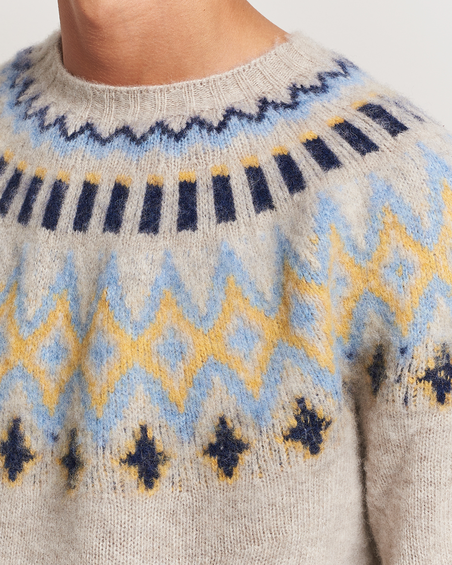 Herre | Trøjer | Howlin' | Brushed Wool Fair Isle Crew Sweater Cosmic Latte