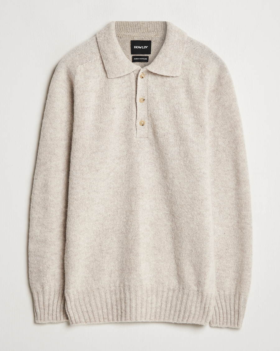 Herre | Trøjer | Howlin' | Brushed Wool Polo Cosmic Latte