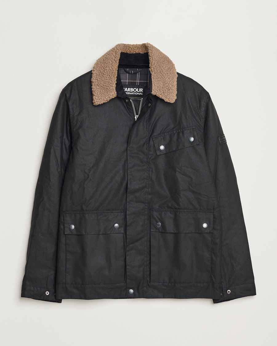 Herre | Jakker | Barbour International | Coppice Wax Sherling Collar Jacket Black