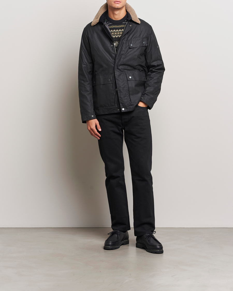 Herre | Jakker | Barbour International | Coppice Wax Sherling Collar Jacket Black