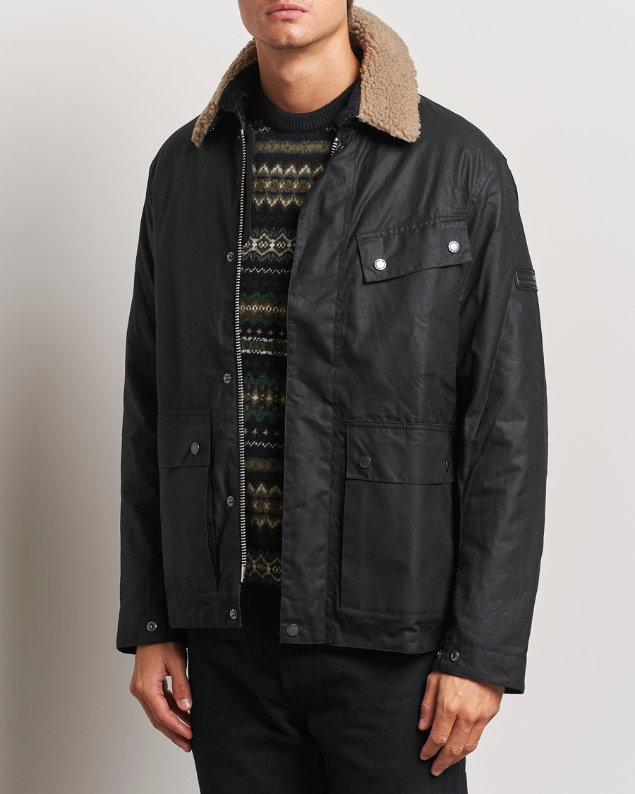 Herre | Jakker | Barbour International | Coppice Wax Sherling Collar Jacket Black