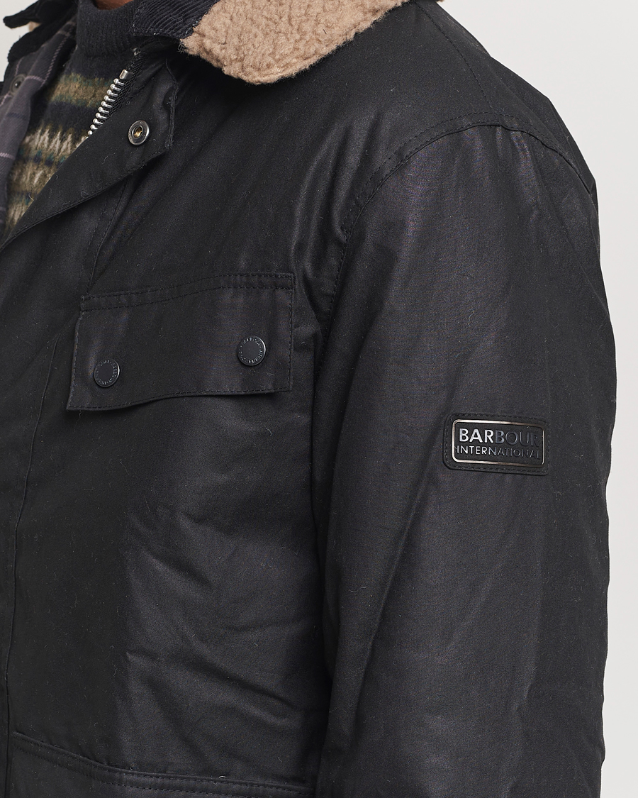 Herre | Jakker | Barbour International | Coppice Wax Sherling Collar Jacket Black