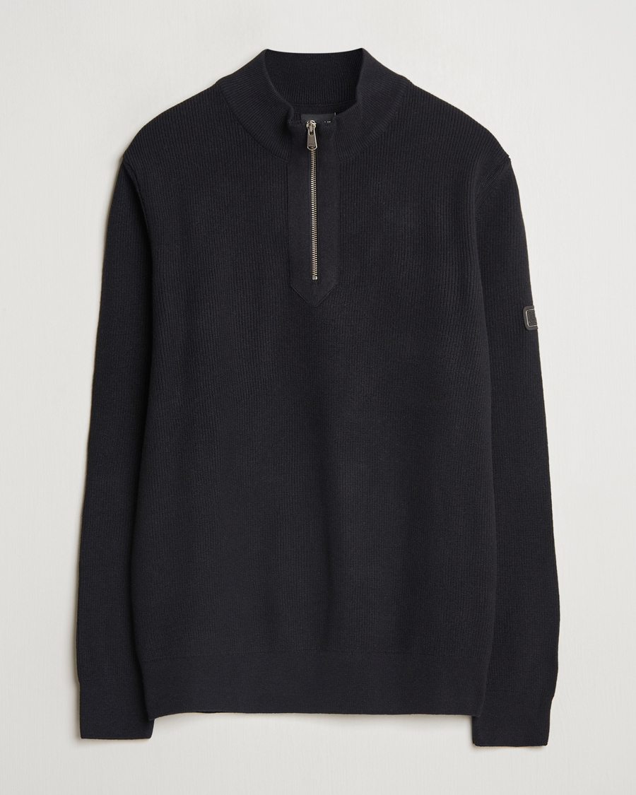 Herre | Trøjer | Barbour International | Crawley Wool/Cotton Half Zip Black