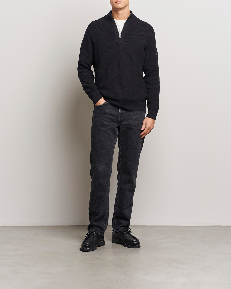 Herre | Trøjer | Barbour International | Crawley Wool/Cotton Half Zip Black
