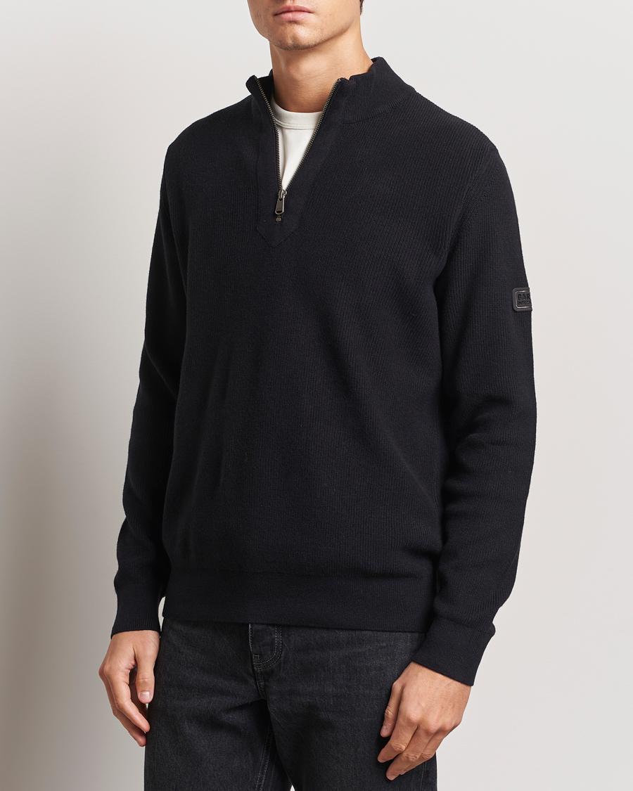 Herre | Trøjer | Barbour International | Crawley Wool/Cotton Half Zip Black