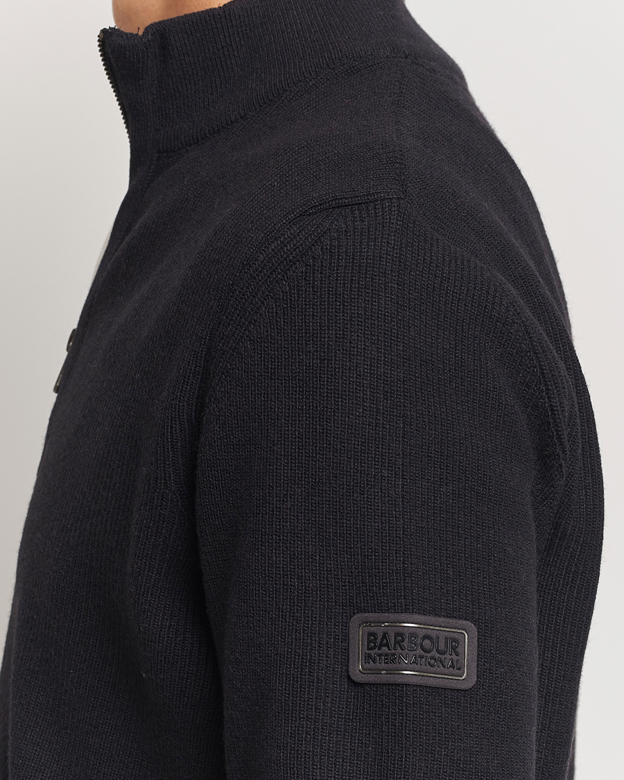 Herre | Trøjer | Barbour International | Crawley Wool/Cotton Half Zip Black