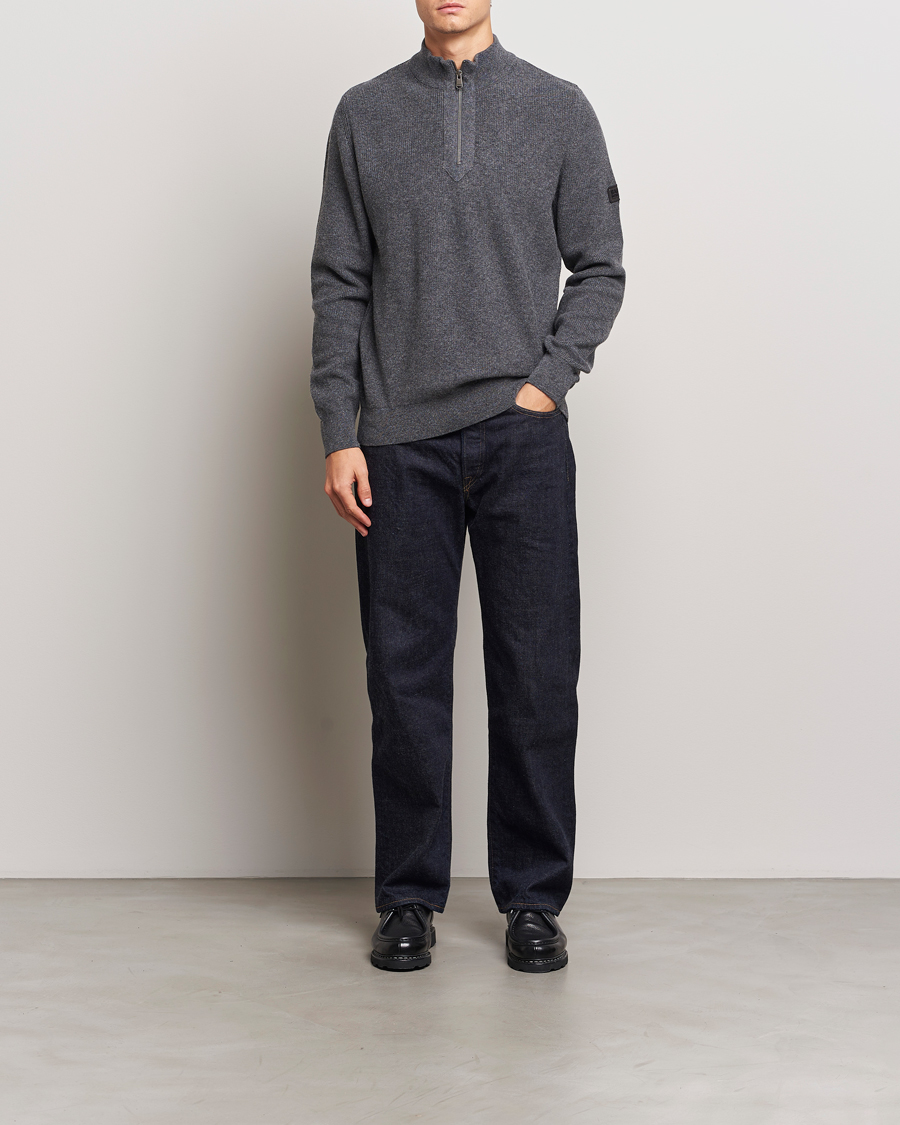 Herre | Trøjer | Barbour International | Crawley Wool/Cotton Half Zip Charcoal