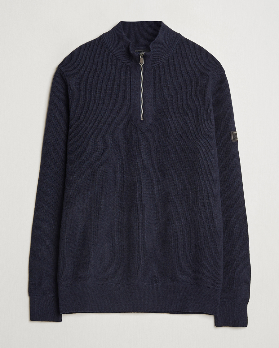 Herre | Trøjer | Barbour International | Crawley Wool/Cotton Half Zip Navy