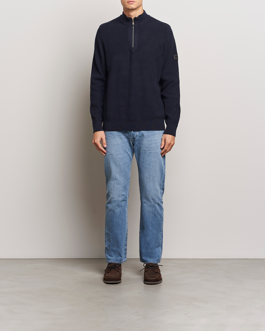 Herre | Trøjer | Barbour International | Crawley Wool/Cotton Half Zip Navy