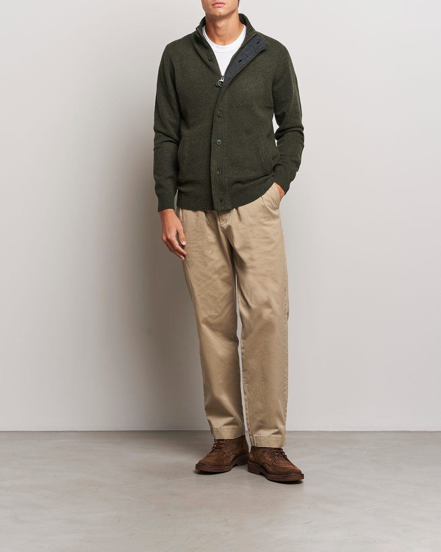 Herre | Trøjer | Barbour Lifestyle | Essential Patch Zip Through Cardigan Seaweed