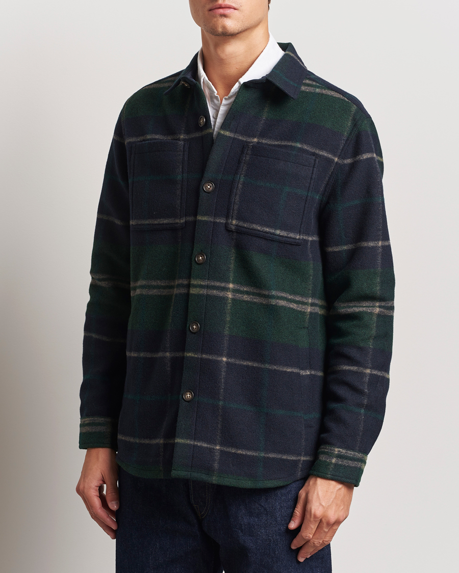 Herre | Skjorter | Barbour Lifestyle | Chapter Tailored Check Fleece Overshirt Green Loch