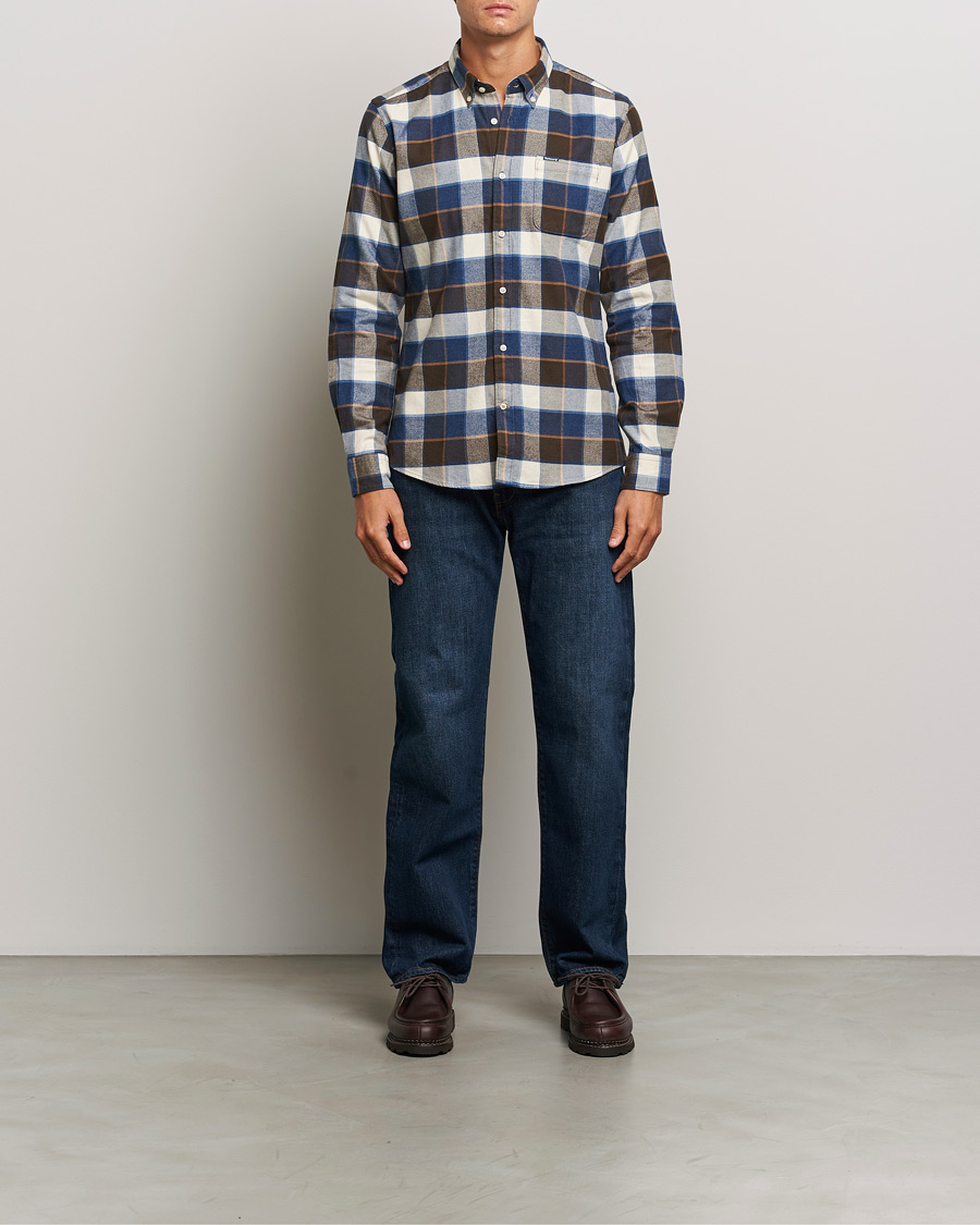 Herre | Skjorter | Barbour Lifestyle | Valley Check Flannel Shirt Ecru