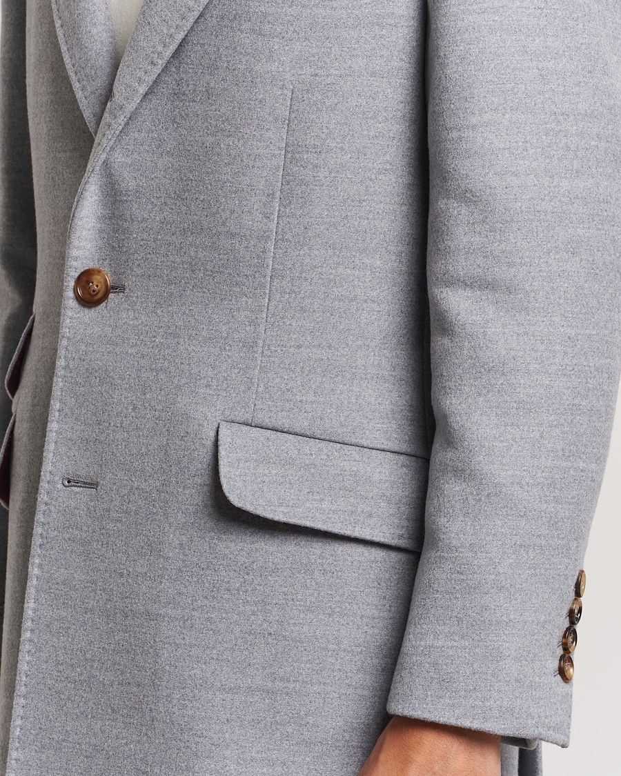 Herre | Jakker | Brunello Cucinelli | Single Breasted Beaver Wool Coat Pearl Grey