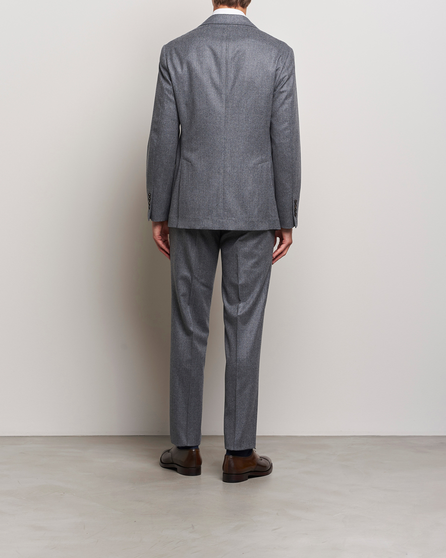 Herre | Jakkesæt | Brunello Cucinelli | Single Breasted Flannel Suit Grey Melange