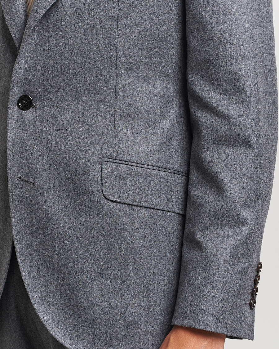 Herre | Jakkesæt | Brunello Cucinelli | Single Breasted Flannel Suit Grey Melange