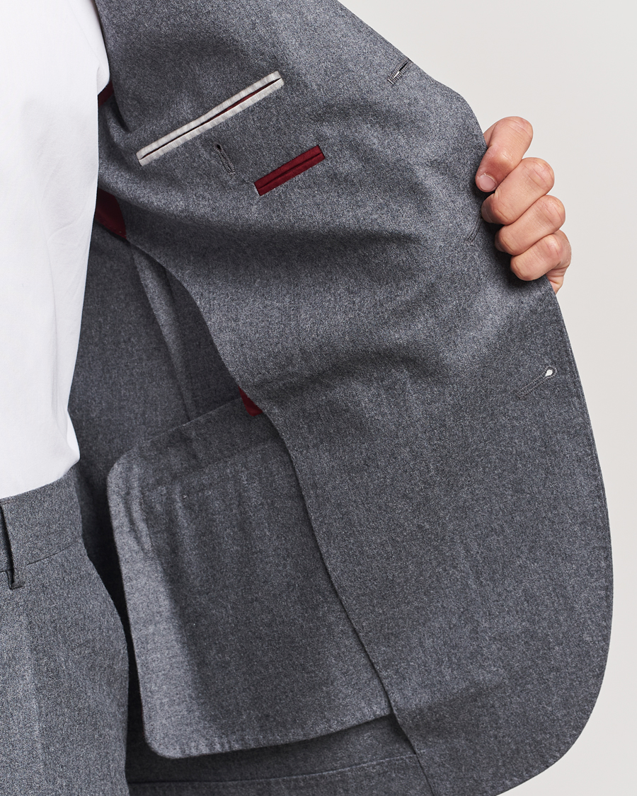 Herre | Jakkesæt | Brunello Cucinelli | Single Breasted Flannel Suit Grey Melange