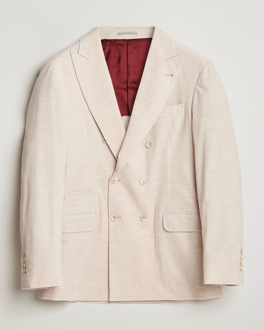 Herre | Blazere & jakker | Brunello Cucinelli | Double Breasted Cashmere Corduroy Blazer Sand