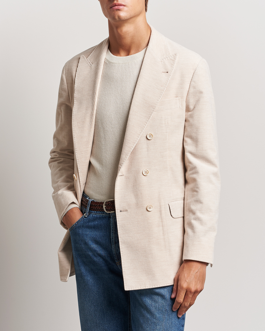 Herre | Blazere & jakker | Brunello Cucinelli | Double Breasted Cashmere Corduroy Blazer Sand