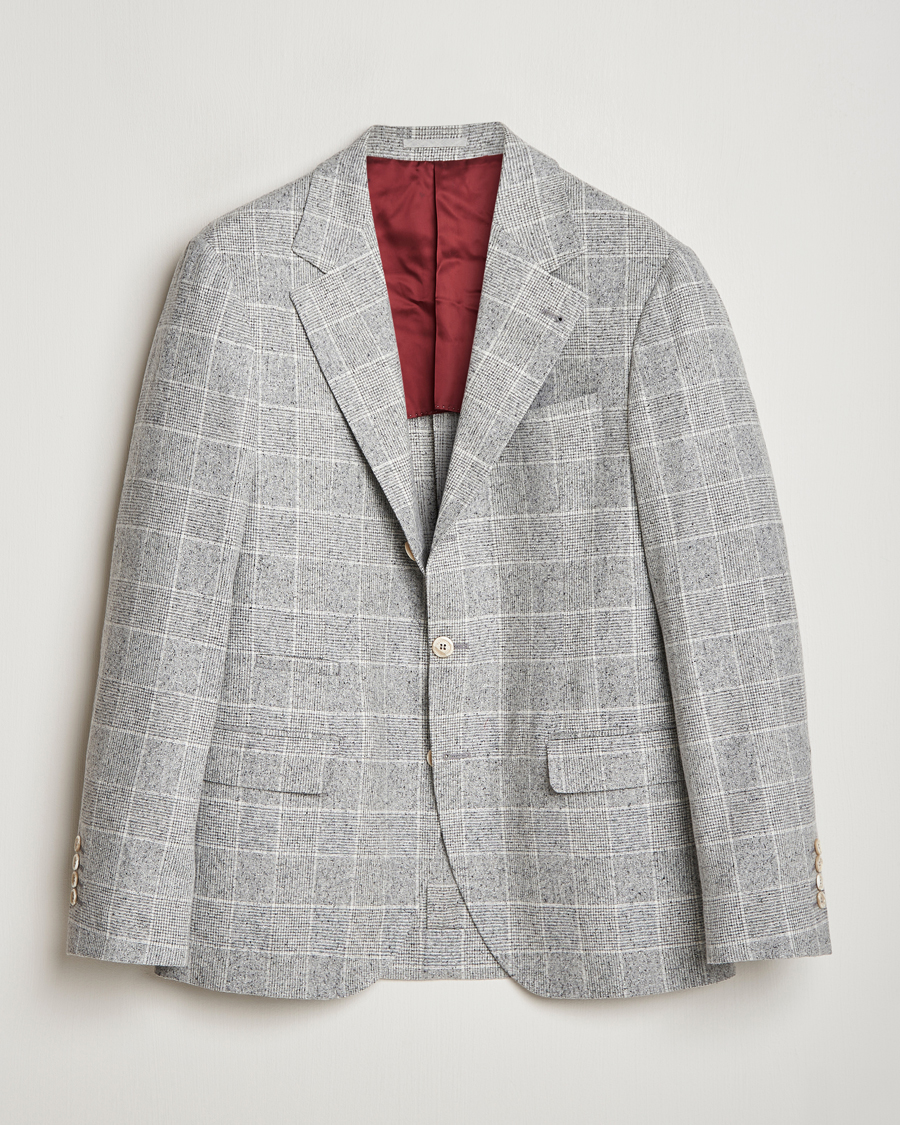 Herre | Blazere & jakker | Brunello Cucinelli | Single Breasted Check Blazer Pearl Grey