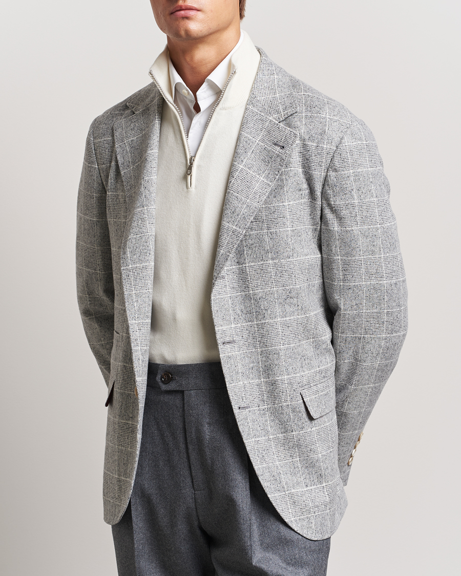 Herre | Blazere & jakker | Brunello Cucinelli | Single Breasted Check Blazer Pearl Grey