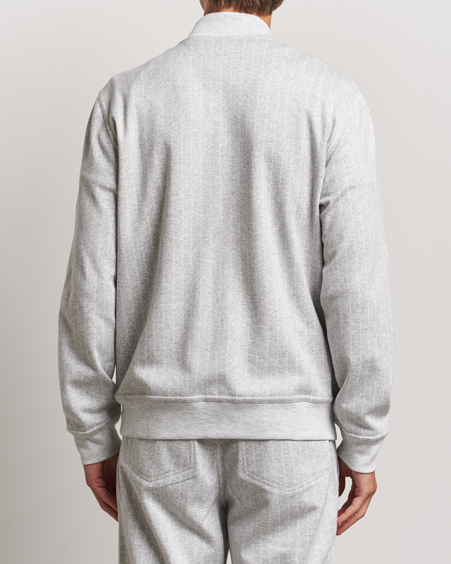 Herre | Trøjer | Brunello Cucinelli | Soft Pinstripe Full Zip Sweater Pearl Grey