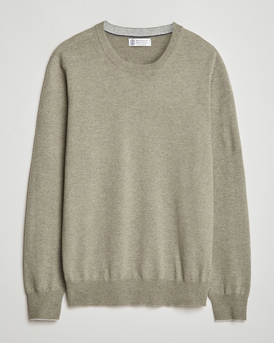 Herre | Trøjer | Brunello Cucinelli | 2 Ply Cashmere Pullover Olive