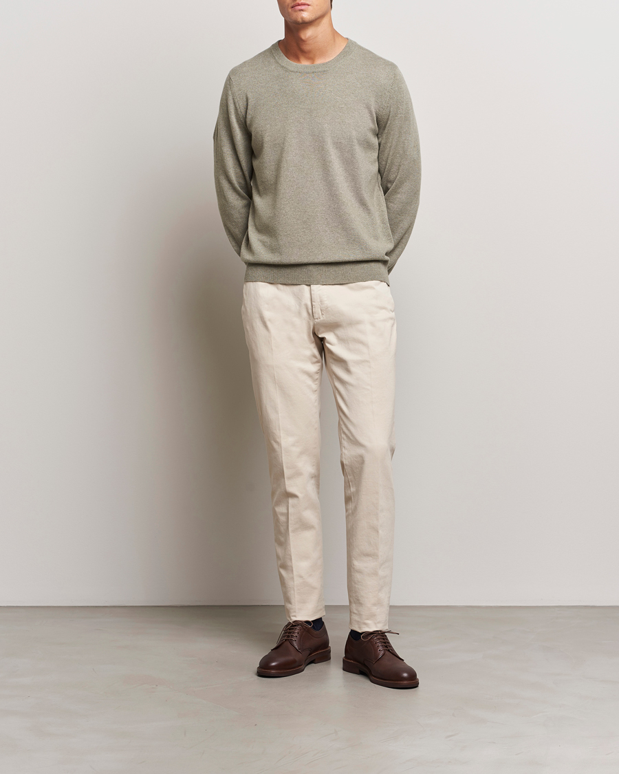 Herre | Trøjer | Brunello Cucinelli | 2 Ply Cashmere Pullover Olive