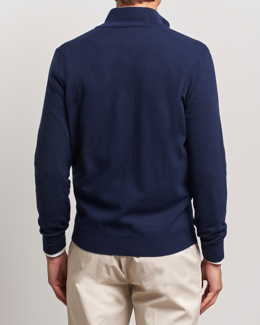Herre | Trøjer | Brunello Cucinelli | 2 Ply Cashmere Half Zip Navy