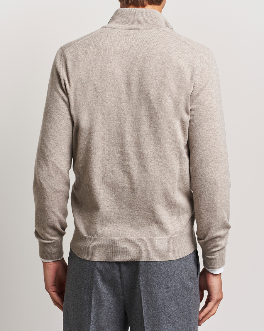 Herre | Trøjer | Brunello Cucinelli | 2 Ply Cashmere Half Zip Beige