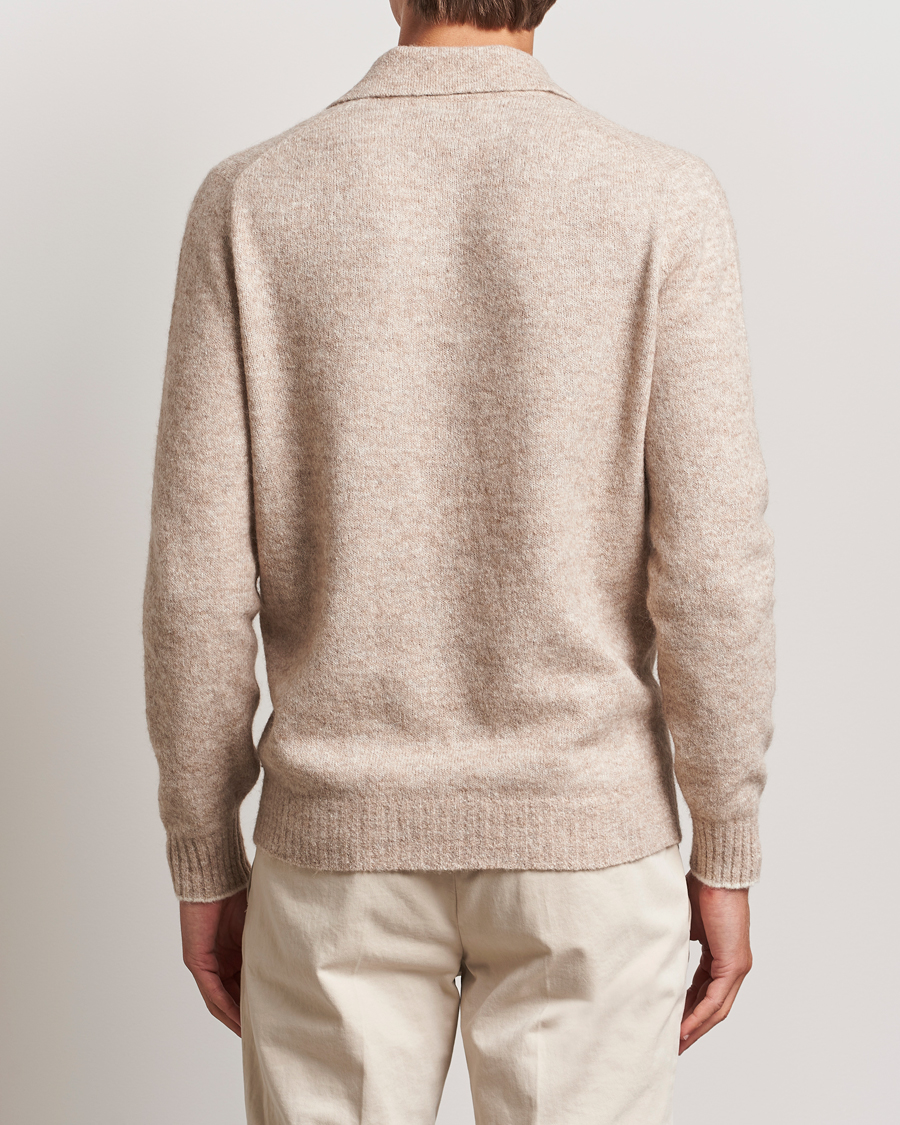 Herre | Trøjer | Brunello Cucinelli | Alpaca Wool Long Sleeve Polo Light Beige