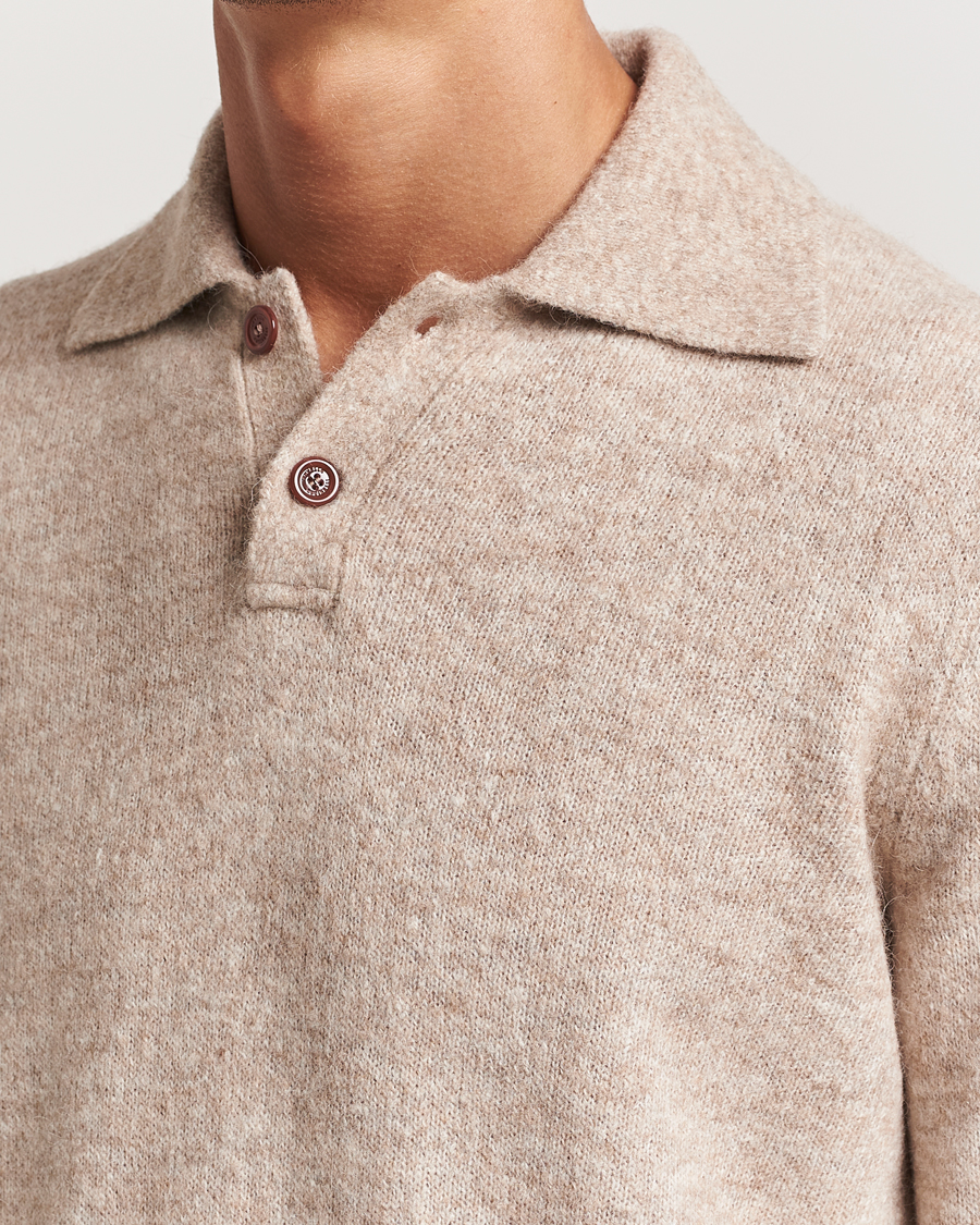 Herre | Trøjer | Brunello Cucinelli | Alpaca Wool Long Sleeve Polo Light Beige
