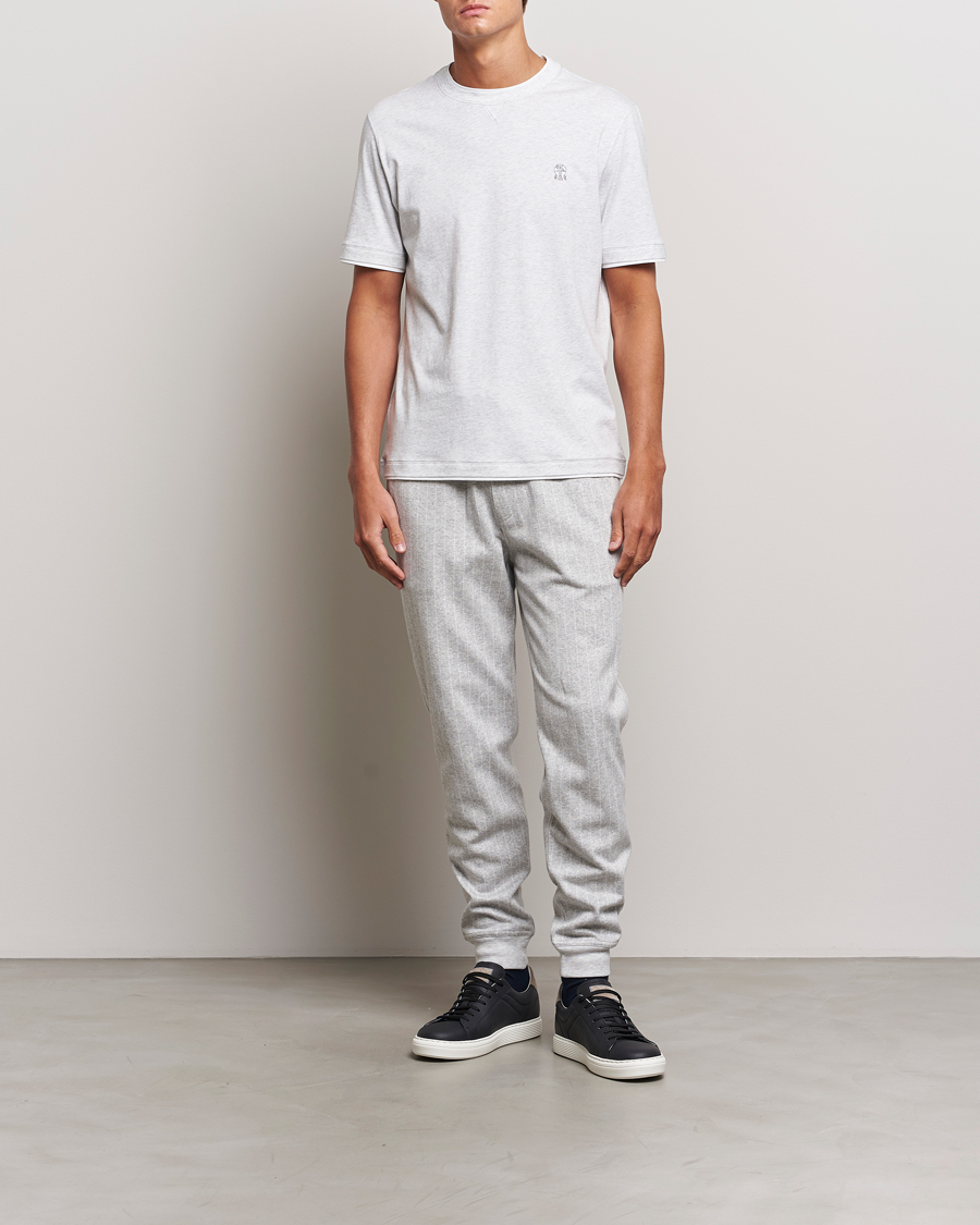 Herre | T-Shirts | Brunello Cucinelli | Short Sleeve Logo T-Shirt Light Grey