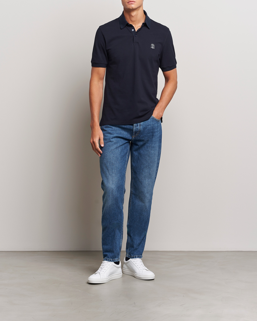 Herre | Polotrøjer | Brunello Cucinelli | Short Sleeve Logo Polo Navy