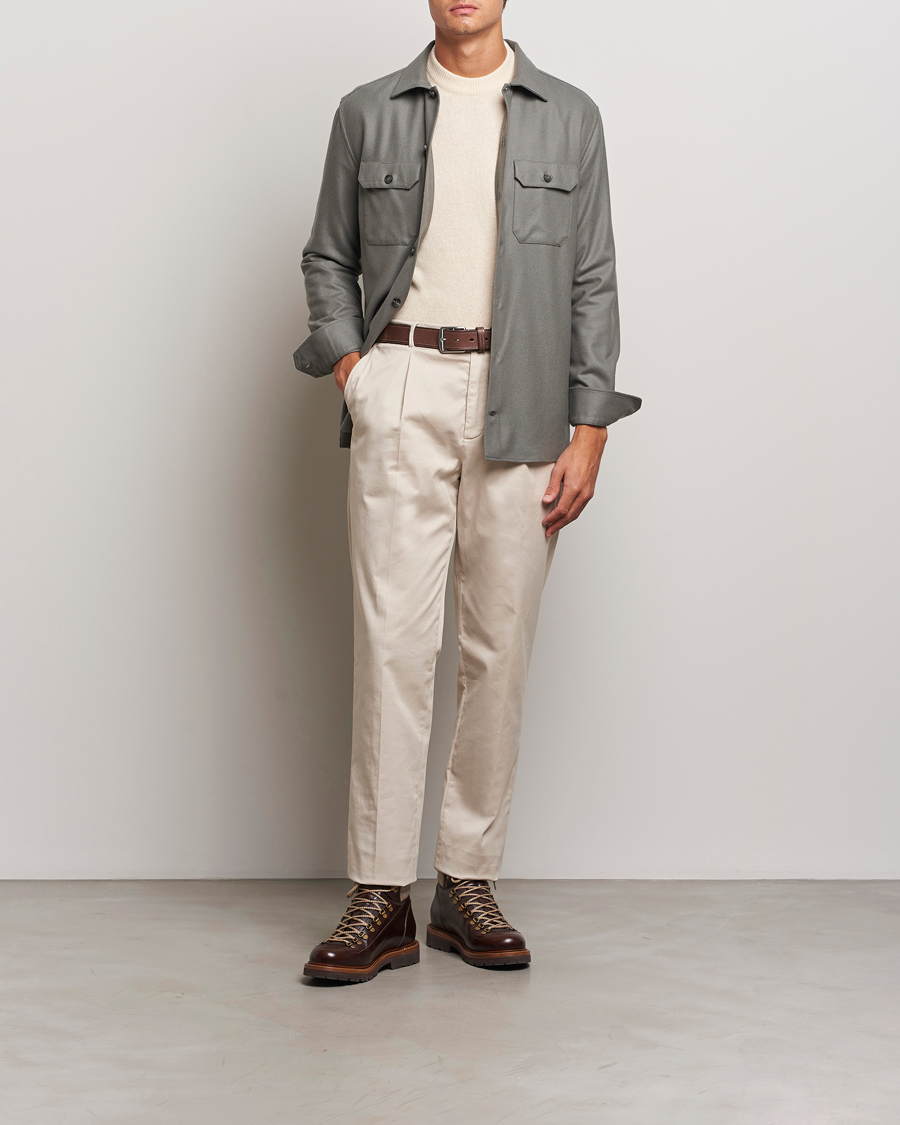 Herre | Skjorter | Brunello Cucinelli | Double Pocket Overshirt Olive